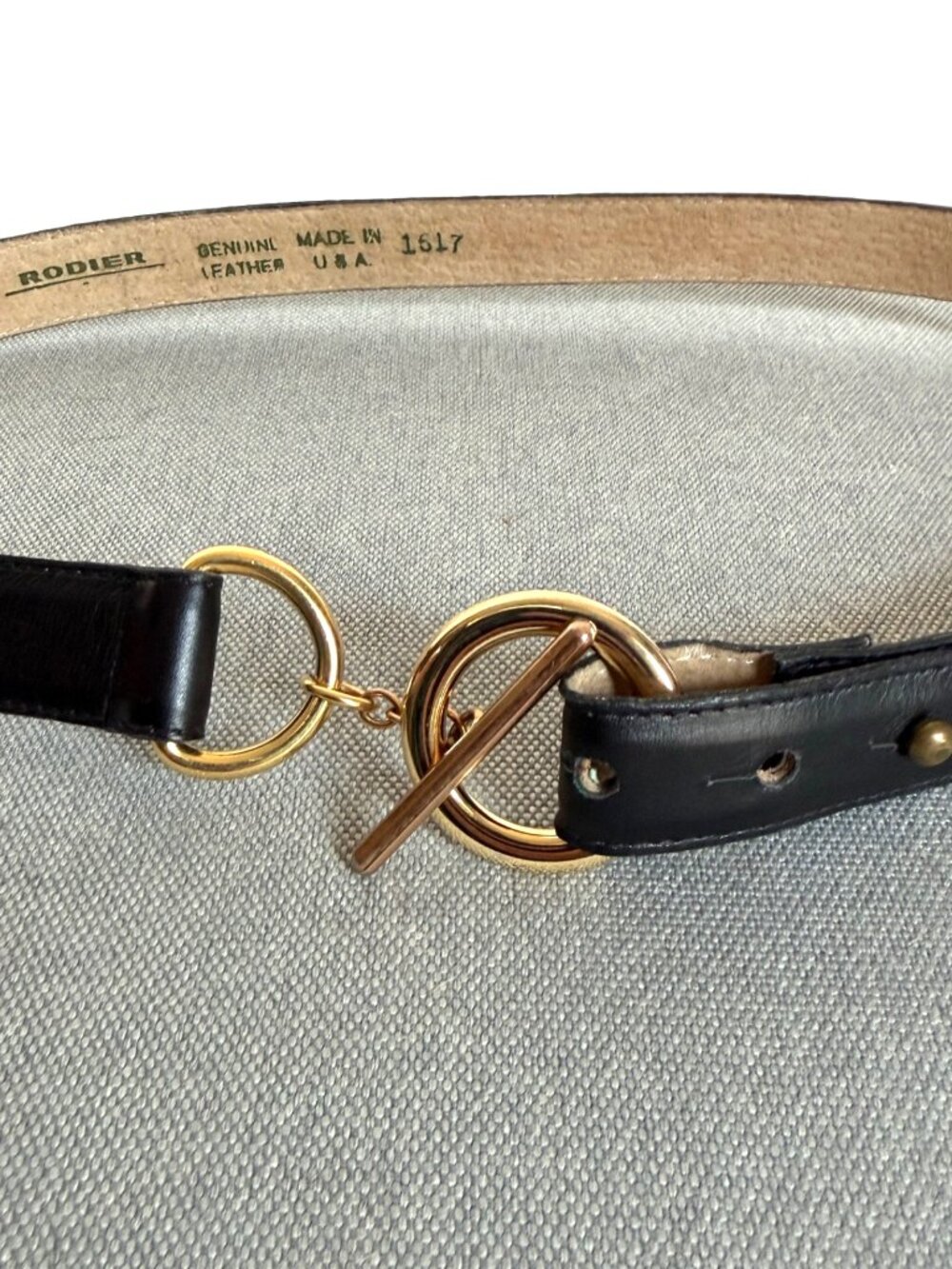 RODIER Vintage Toggle Belt S/M Black Leather *Altered from Original*